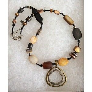 Silpada Sterling Silver, Brass, Shell, Horn Necklace N1787 w/Lobster Clasp